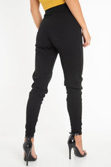Black Tie Front Crepe Cigarette Trousers - Ryanne