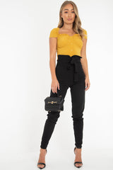 Black Tie Front Crepe Cigarette Trousers - Ryanne