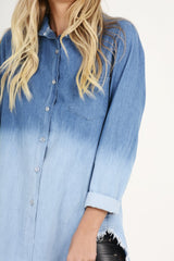 Blue Gradient Denim Oversized Shirt - Hunter
