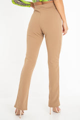 Camel Split Front Flared Trousers - Florie