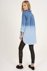 Blue Gradient Denim Oversized Shirt - Hunter
