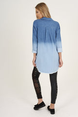 Blue Gradient Denim Oversized Shirt - Hunter