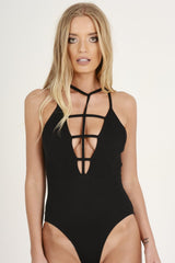Black Front Harness Bodysuit - Neema