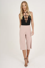 Pink High Waisted Cropped Culottes - Tola