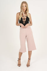 Pink High Waisted Cropped Culottes - Tola
