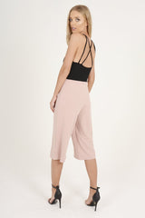 Pink High Waisted Cropped Culottes - Tola