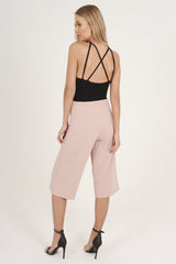 Pink High Waisted Cropped Culottes - Tola