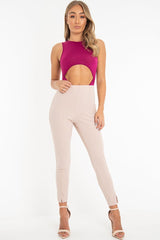 Plum Cut Out Racer Neck Sleeveless Bodysuit - Kourtney
