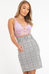 Lilac Lace Mesh Harness Plunge Bralet - Remy
