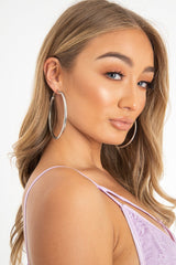 Silver Chunky Large Hoop Earrings - Kymia