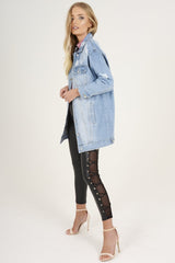Light Wash Distressed Oversized Denim Jacket - Betti