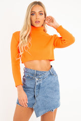 Mid Wash Asymmetric Wrap Denim Skirt - Laryn