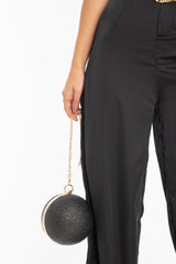 Black Woven Sphere Chain Detail Bag - Charlii
