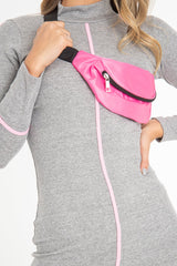 Neon Pink Front Zip Bumbag - Wakely