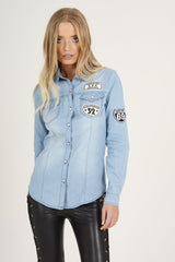 Light Blue Badge Denim Shirt - Blake