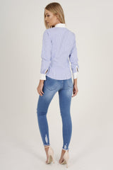 Blue Stripe Collared Shirt - Nelly