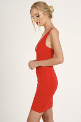 Red Ruched Side Dress - Alera