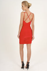 Red Ruched Side Dress - Alera