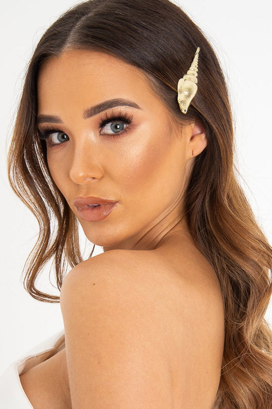 Gold Sea Shell Detail Hair Clip - Railey