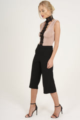 Black High Waisted Cropped Culottes - Tola