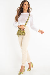 White Open Knit Ruffle Hem Crop Jumper - Carrie