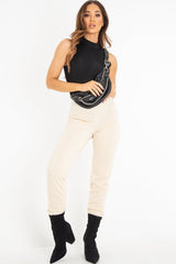 Black Rib High Neck Cut Out Back Bodysuit - Leara