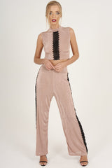 Mauve Crochet Trim Wide Leg Co-ord - Devlin