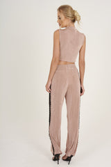 Mauve Crochet Trim Wide Leg Co-ord - Devlin