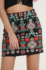 Black Embroidered Skirt - Sonia