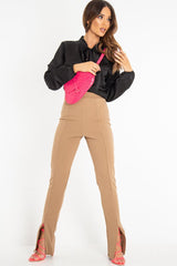 Pink Faux Croc Saddle Bag - Stevi