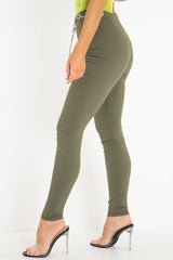 Khaki Woven Chain Front Tailored Trousers - Cyndi