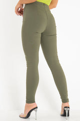 Khaki Woven Chain Front Tailored Trousers - Cyndi