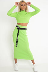 Lime High Neck Rib Knit Crop Jumper - Emogene
