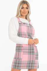 Pink Check Ring Detail Pinafore Dress - Blaire