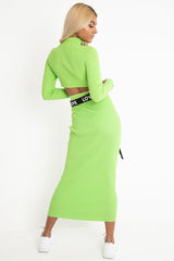 Lime Rib Knitted Midi Skirt - Kloey