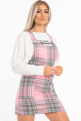 Pink Check Ring Detail Pinafore Dress - Blaire