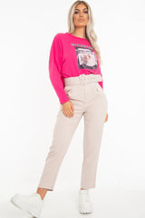 Pink Slogan Photo Print Sweatshirt - Belize