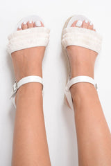 White Fringe Diamante Platforms - Taryiah