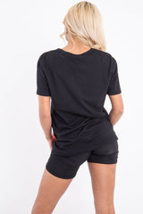 Black Printed Slogan Longline T-Shirt - Jaylissa