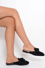Black Bow Front Mules - Rahab