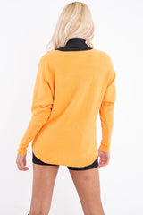 Orange Rib Knit Paris Slogan Jumper - Khylah