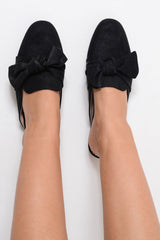 Black Bow Front Mules - Rahab