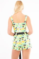 Palm Tropical Print Utility Crop Top Shorts Co-ord - Tala
