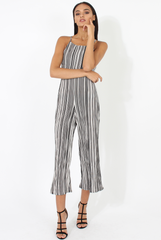 Black & White Pleated Tie back Jumpsuit- Dublin