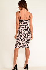 Leopard Print V Plunge Midi Dress - Dzire