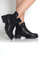 Nadia Black PU Side Zip Ankle Boots