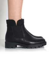 Nadia Black PU Side Zip Ankle Boots