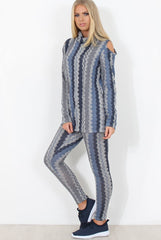 Blue and Grey Patterned Loungewear Set - Jessica
