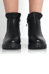Nadia Black PU Side Zip Ankle Boots