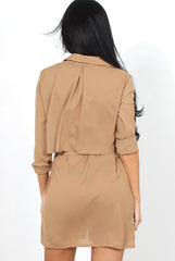 Natalia Camel Layered Shirt Dress